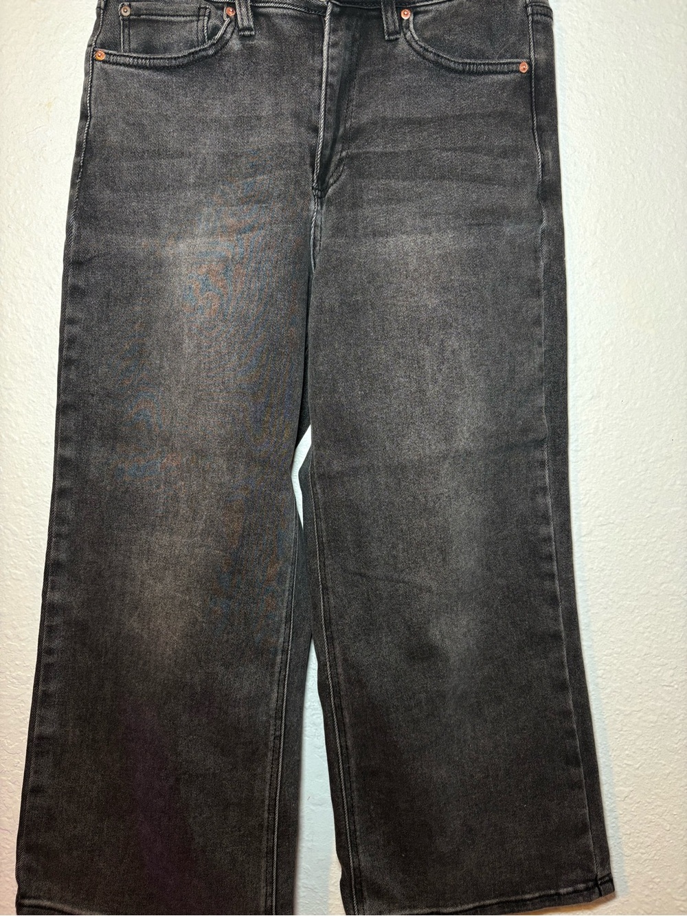 Black Washed Straight-Leg Jeans
